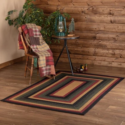 Accent Rug Wyatt Jute Rustic 48x72 Red Braided Striped Rect Floor Mat VHC Brands - Image 1 of 4
