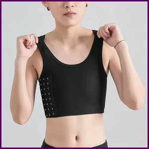 Women Breathable Chest Breast Binder Side Buckle Short Vest Tops Chest Binder - Picture 1 of 21