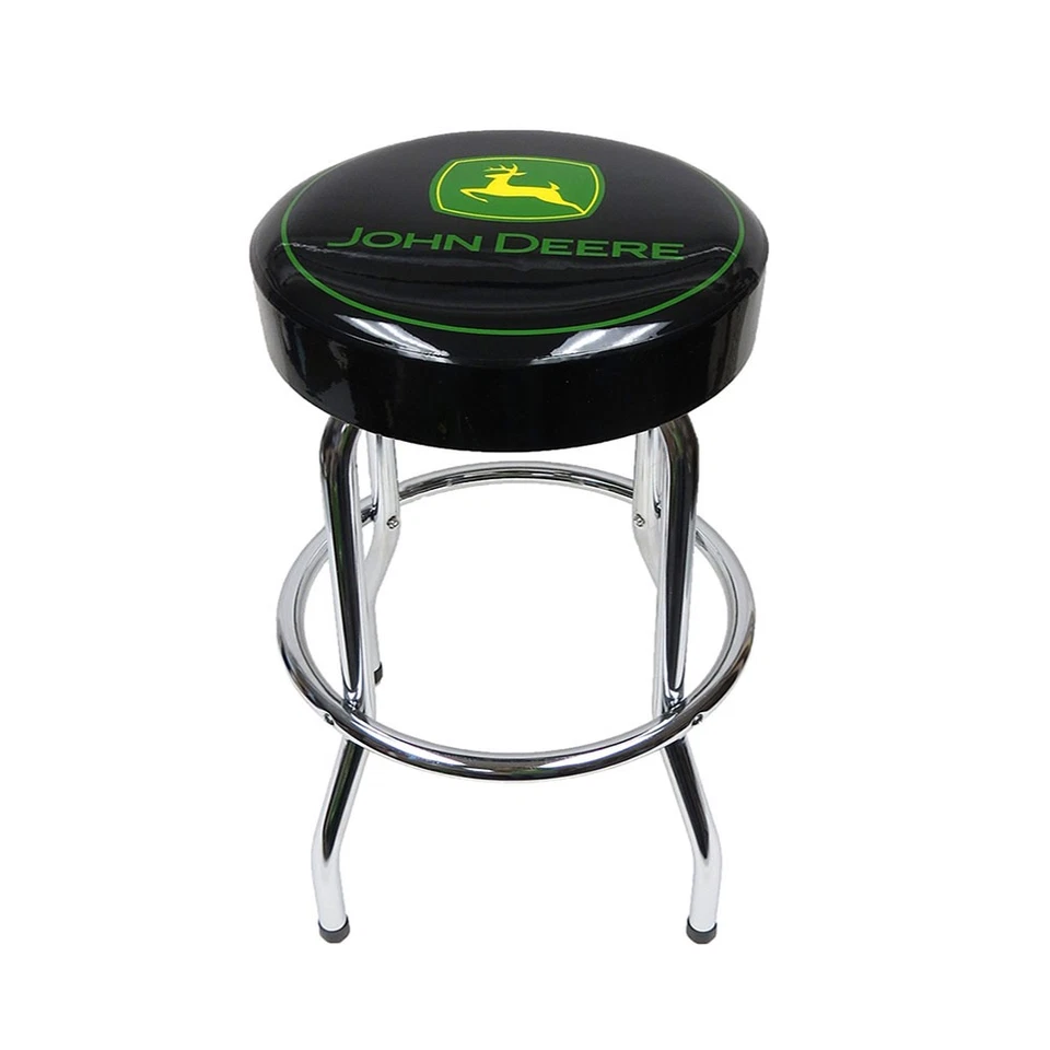 John Deere Black and Green Garage 29 Inch Stool w/ Chrome Plated Legs 004746R01 - Image 1 of 1