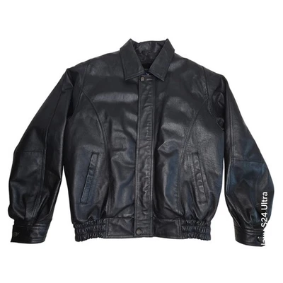 Chaqueta de bombardero vintage de cuero negra EE. UU. forro aislante extraíble para hombre M Foto 1 de 4