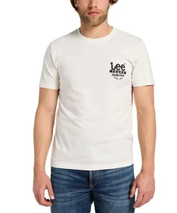 Lee weiße Bluse Herren Sport Kurzarm bedruckt T-Shirt r.M - Bild 1 von 4