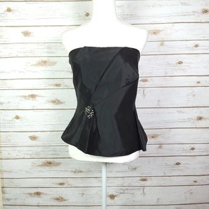 WHBM Strapless Bustier Size 10 Black Jeweled Floral Embellishment Going Out Top - Picture 1 of 3