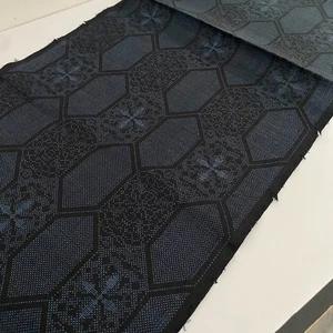 Crociata #A 14x38 Vintage Indaco Tinto Fango Oshima Tsumugi Kimono Tessuto Seta OV38 - Foto 1 di 7