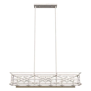 Hunter Langwood 6-Light Linear Chandelier in Distressed White - Picture 1 of 1
