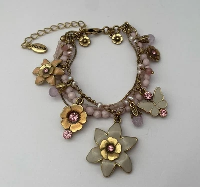 PILGRIM, Multi-strand Charm Bracelet, Floral Enamel, Pearl & Crystal Design - Image 1 of 4