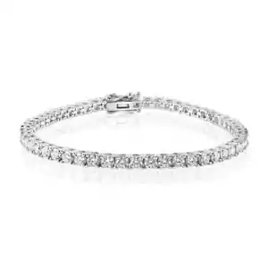 Rhodium Plated 925 sterling silver moissanite stone 3mm tennis bracelet - Picture 1 of 2