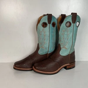 Boulet Bright Turquoise Cowgirl Roper Boots 9.5 C Vibram Sole Punchy - Picture 1 of 16