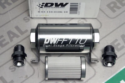 Filtro de combustible en línea DW 110 mm 10 micras acero inoxidable E85 10 AN macho universal Foto 1 de 4