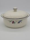 Lenox Poppies on Blue Chinastone Round Casserole with Lid EUC made in USA.
