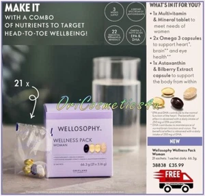 Oriflame Wellosophy Woman Pack Multi Vitamin & Omega 3 & Minerals 21 Day Supply - Picture 1 of 9