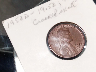 Mint Error Coin 1952 Denver 9 Filled In And Cracked Skull - Image 1 of 4