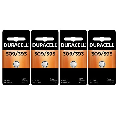 4 pilas de óxido de plata Duracell 309/393 (G5, SR48, G5A, SR754, SR754W, LR750) Foto 1 de 2