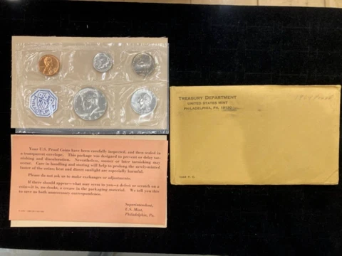 (3) 1964 United States 5 Coin Silver Proof Set with Kennedy  Half & Enve.  three Cover