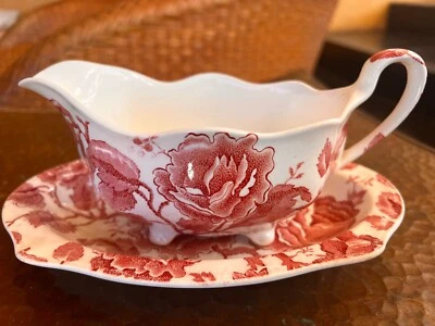 Barco y platillo vintage rosa inglés Chippendale Gravy Foto 1 de 4