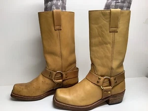 VTG MENS UNBRANDED HARNESS MOTORCYCLE YELLOWISH BOOTS SIZE 8.5 D - Picture 1 of 10