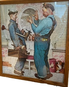 Norman Rockwell print: "THE TWO PLUMBERS" perfume bedroom in 24X22” Frame - Picture 1 of 3
