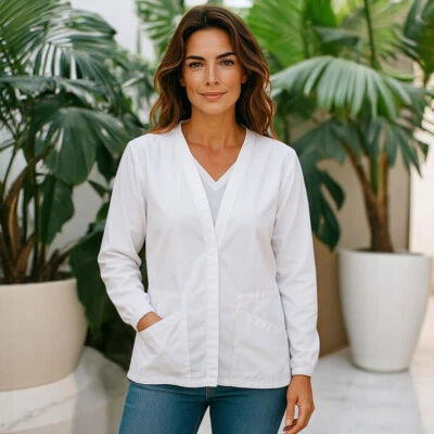 Vintage White Lab Coat Pro-Tek Action Line Bioguard Antimicrobial Womens 4 NEW - Image 1 of 4