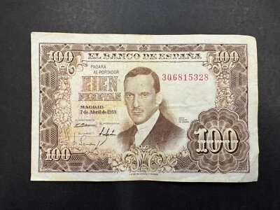 Billete de 100 Pesetas España El Banco de España 1953 Foto 1 de 2