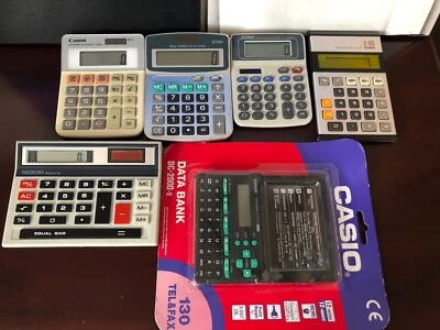 X6 Job Lot Calculators. Cannon, Casio, Aurora & Saxon. All Working - Image 1 of 4