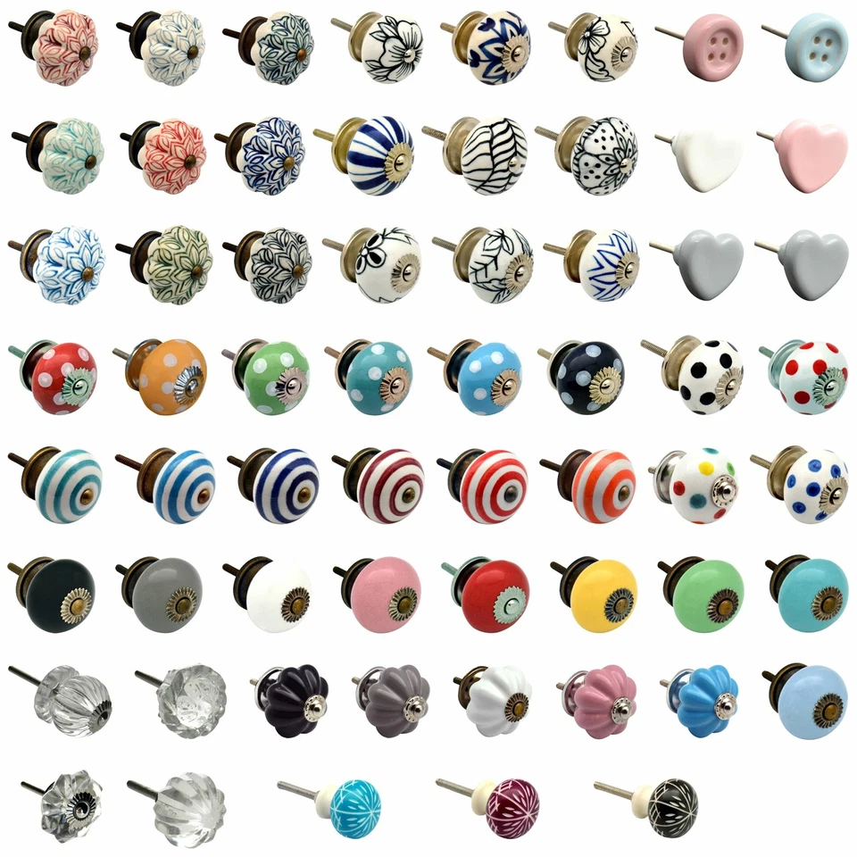 Vintage Door Knobs Ceramic Glass Cupboard Cabinet Drawer Pull Handles - Image 1 of 1