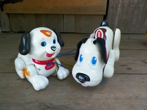 Lot of 2 Vintage Pull Dogs Fisher-Price Lil Snoopy Playskool Digger Both Work - Picture 1 of 24