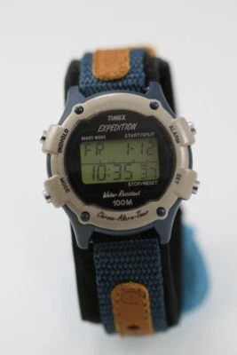 Timex Orologio Donna Plastica Blu Beige 100m Nylon Data Allarme Chron Luce - Immagine 1 di 4