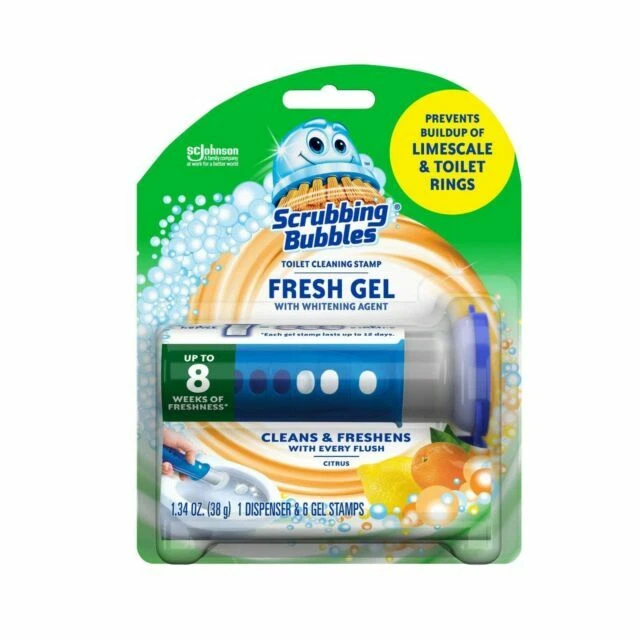 Scrubbing Bubbles Fresh Gel Toilet Cleaning Stamp Citrus, Dispenser with 6 Stamp - Image 1 of 1