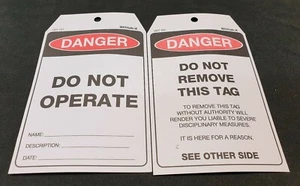 100 Pack of MaxSafe UDT101 Danger Do Not Operate Safety Lockout Tag Accumax - Picture 1 of 3