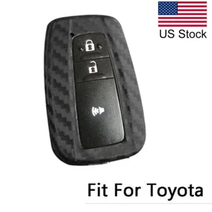 Carbon Fiber Pattern Silicone Key Fob Cover For Toyota Avalon Camry Highlander - Picture 1 of 6