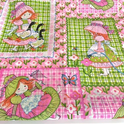 Vintage Katie Girl Animals Neon Pink Florals Plaid Cotton Blend BY THE YARD - Image 1 of 4