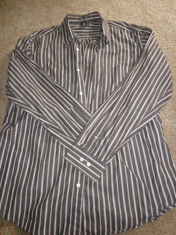 men's brown/tan stripe dress shirt St. John's Bay size XL tall  - Image 1 of 1