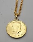 1974 Kennedy Half-Dollar Gold-Plated Coin Pendant 30" chain