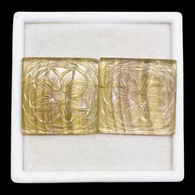 76.40 Cts/2 Pcs Natural Fluorite Bi Color Pair Loose Carved Untreated Gemstones - Image 1 of 4