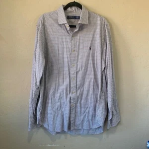 Men's Polo Ralph Lauren Tattersall Button Up Shirt Sz XL White Blue Purple - Bild 1 von 4