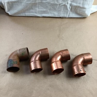 (Lot of 4) Wrot Copper 90° Elbow, C x C, 1 1/2" x 1 1/2" Tube Size - Image 1 of 3