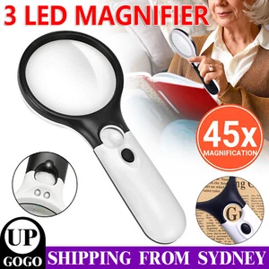 45X Handheld Magnifier Reading Magnifying Glass Jewelry Loupe With 3LED Light - Picture 1 of 9