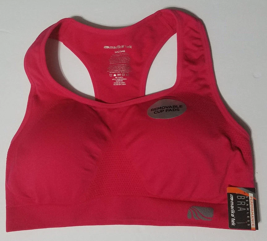Nuevo sujetador deportivo MARIKA Tek Performance sin costuras almohadillas de copa extraíbles rosa S para mujer Foto 1 de 4