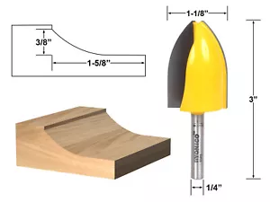 Cove Vertical Raised Panel Router Bit - 1/4" Shank - Yonico 12145q - Picture 1 of 1