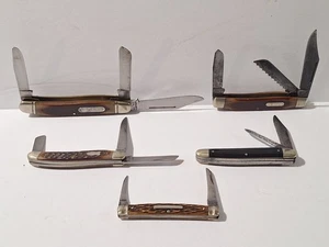 LOT OF 5 VINTAGE SCHRADE WALDEN NY USA POCKET KNIVES OLD TIMER 825 89OT  858 - Picture 1 of 17