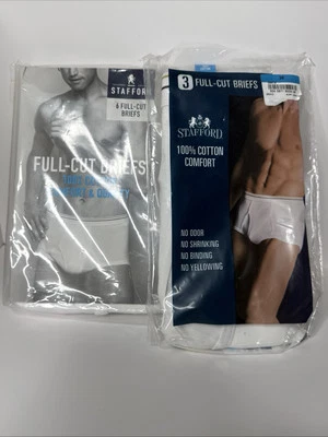 (7) Stafford Underwear 6 Pack + 1 Mens Size 36 Full Cut White Briefs 100% Cotton - Image 1 of 4