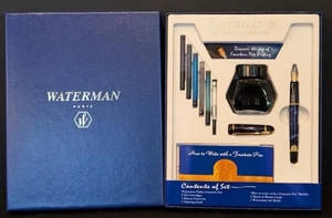 Waterman PHILEAS Füllfederhalter Set Tintenfass dunkelblau Marmor Anleitung *LESEN* - Bild 1 von 7