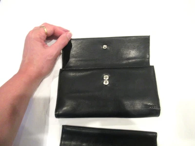 Esprit black leather wallet, checkbook holder, c. 1980s - Image 1 of 4