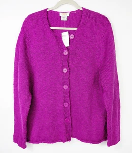 Cárdigan suéter Talbots vintage para mujer talla grande 1X tejido grueso Fuscia nuevo - Imagen 1 de 7