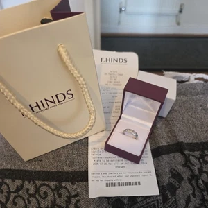 White Gold Beaded Wedding Ring 9ct Bride Band Sz N New In Box Rrp. £575, Unworn. - Picture 1 of 16