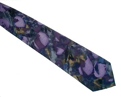 Corbata de cuello vintage años 80 TANGO púrpura multi floral microfibra HECHA EN EE. UU. Foto 1 de 3