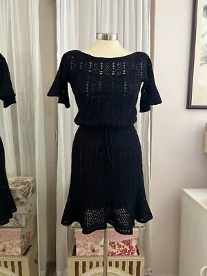 Vestido Moda International Vintage Algodón Crochet Negro XS Foto 1 de 4