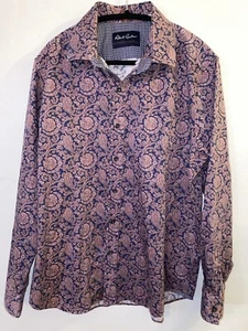 Robert Graham Americana Herren 2XL Knopfleiste Langarm blau Paisley Flip Manschette - Bild 1 von 3
