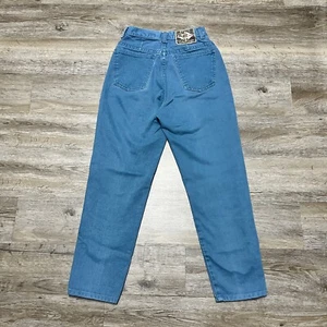 VTG Express Exp No 4 Blue Denim Jeans High Waist Tapered USA 3/4 Juniors 23x26 - Picture 1 of 13