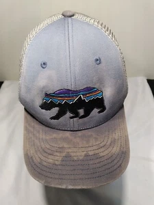 Vintage Patagonia Snapback Mesh Trucker Hat Bear Logo Distressed Fits Up to 22" - Picture 1 of 3