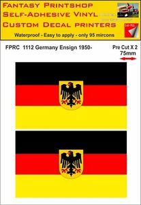 Flaggen Doppelpacks Vinyl Aufkleber Abziehbilder Deutscher Fähnrich 1950 - 75 mm - 200 mm FPRC1112 - Bild 1 von 7